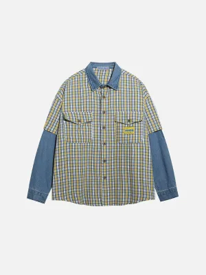 Aelfric Eden Denim Plaid Long Sleeve Shirt