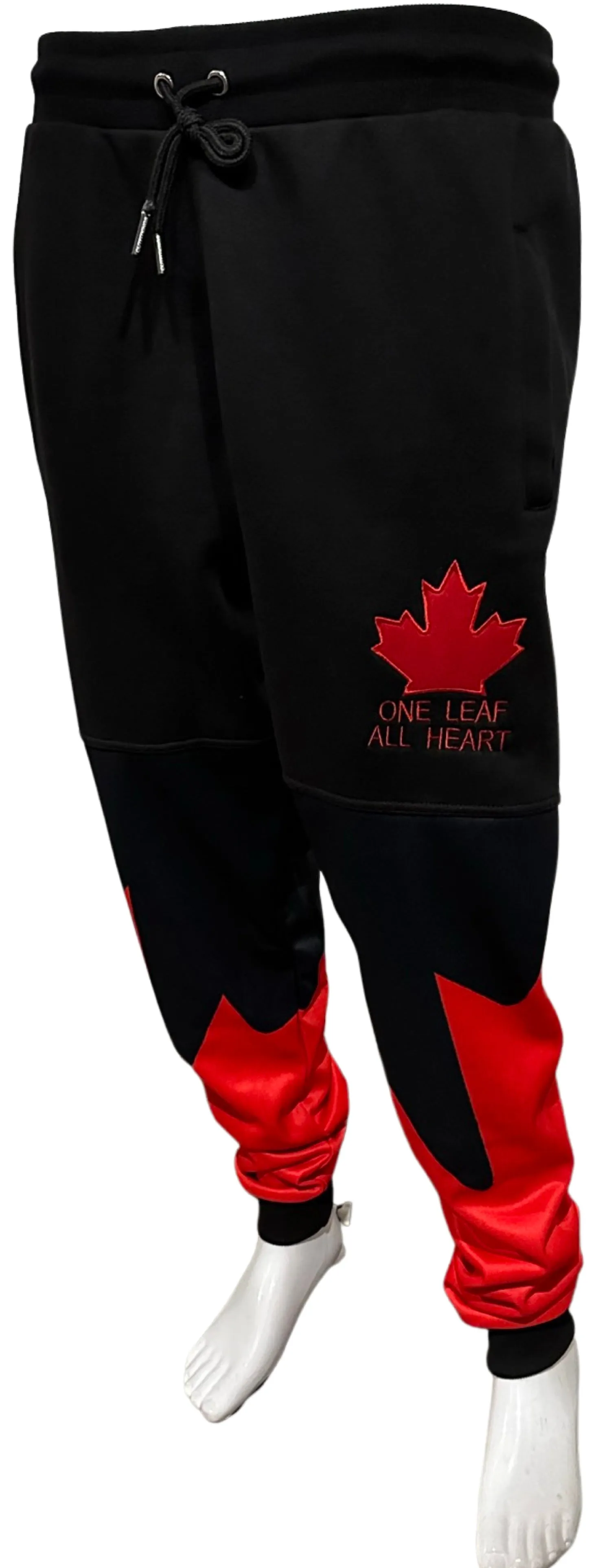 ^ALL HEART^ CANADIAN WORLD JUNIOR HOCKEY (BLACK-RED) JOGGER SWEATPANTS