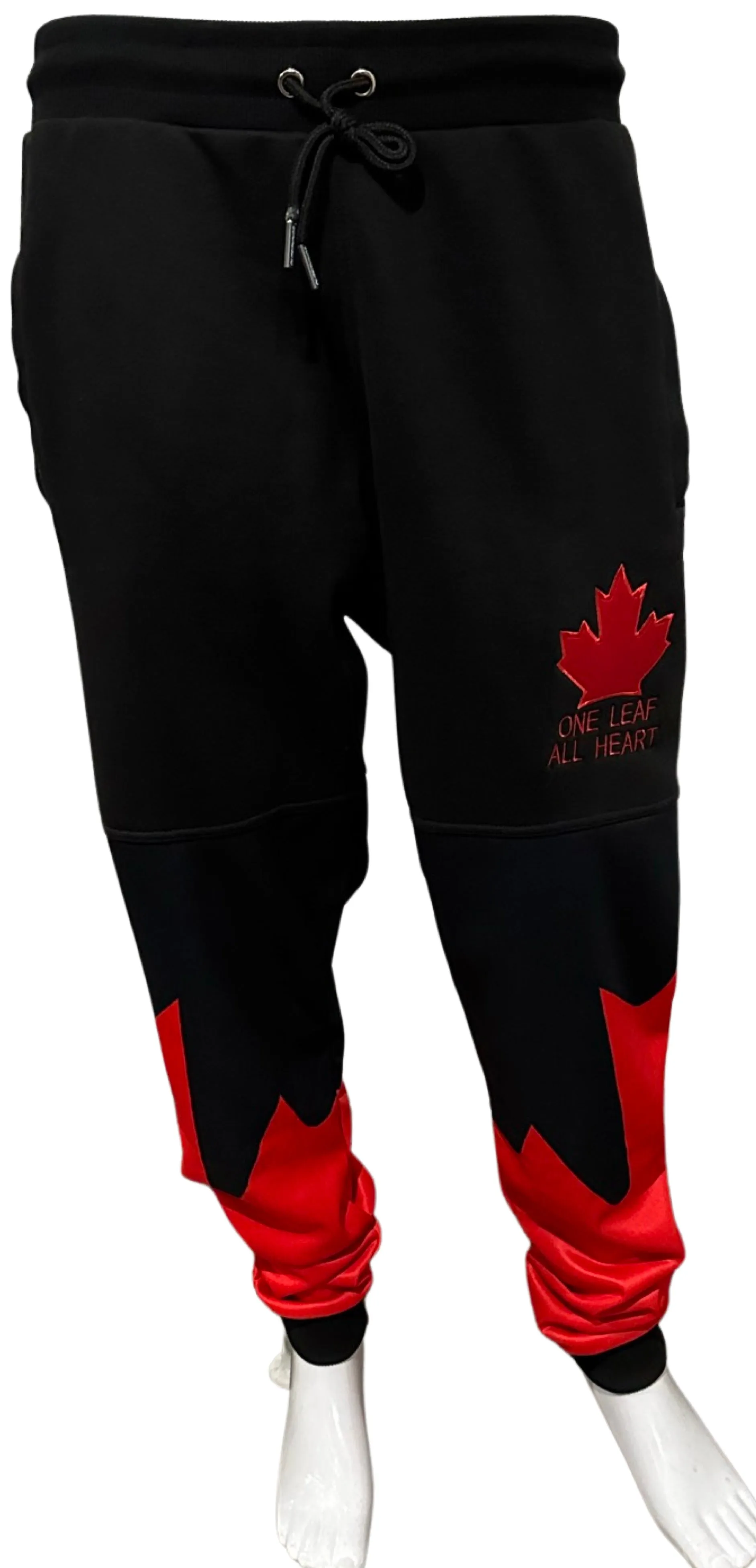 ^ALL HEART^ CANADIAN WORLD JUNIOR HOCKEY (BLACK-RED) JOGGER SWEATPANTS