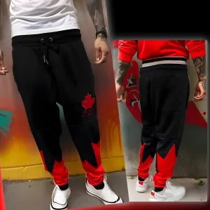 ^ALL HEART^ CANADIAN WORLD JUNIOR HOCKEY (BLACK-RED) JOGGER SWEATPANTS