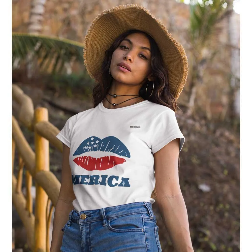 American Patriotic Lips 'Merica T-shirt