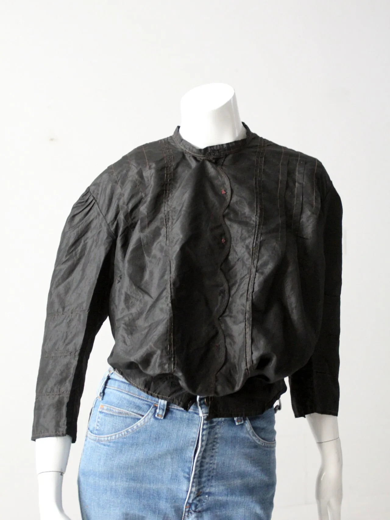 antique Victorian black silk blouse