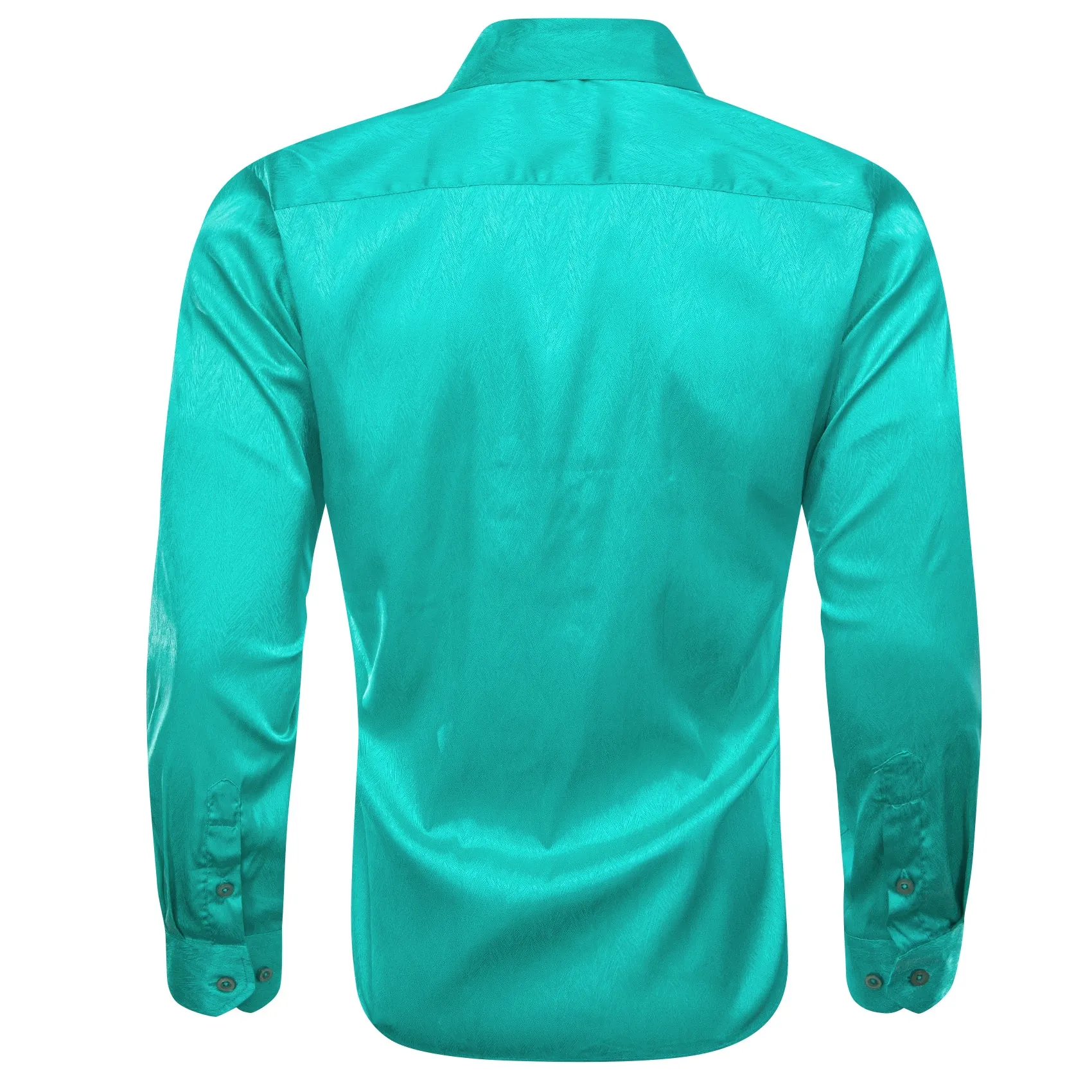 Aqua Green Novelty Silk Men's Long Sleeve Shirt