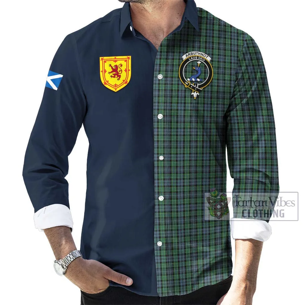 Arbuthnot Tartan Long Sleeve Button Shirt Alba with Scottish Lion Royal Arm Half Style