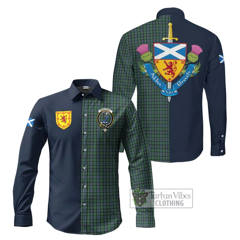 Arbuthnot Tartan Long Sleeve Button Shirt Alba with Scottish Lion Royal Arm Half Style