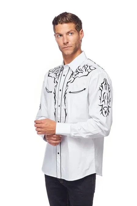 Avalon Men's White Embroidered Shirt