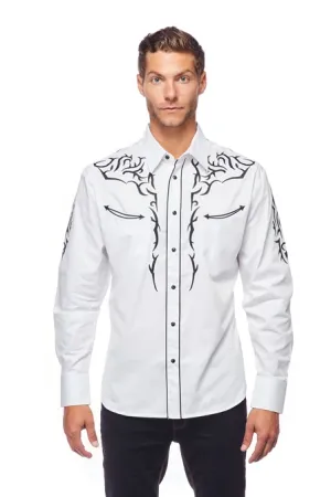 Avalon Men's White Embroidered Shirt