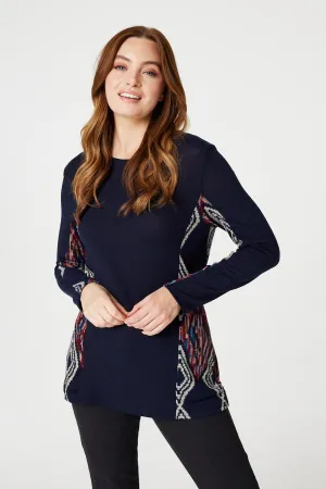 Aztec Panel Print Tunic Top