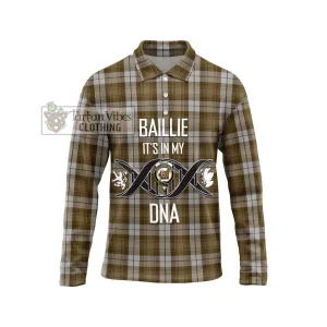 Baillie Dress Tartan Long Sleeve Polo Shirt with Family Crest DNA In Me Style