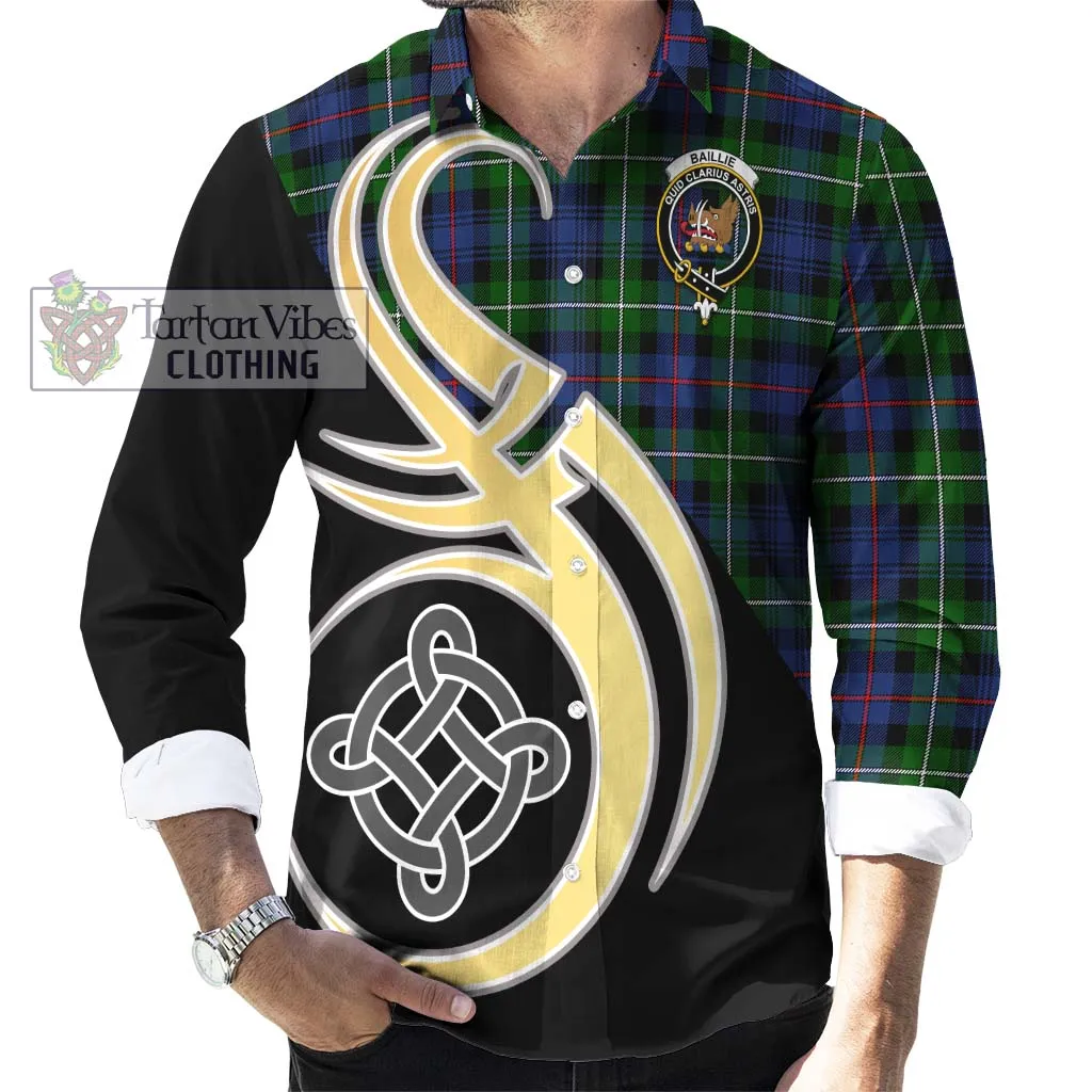 Baillie Tartan Long Sleeve Button Shirt with Family Crest and Celtic Symbol Style