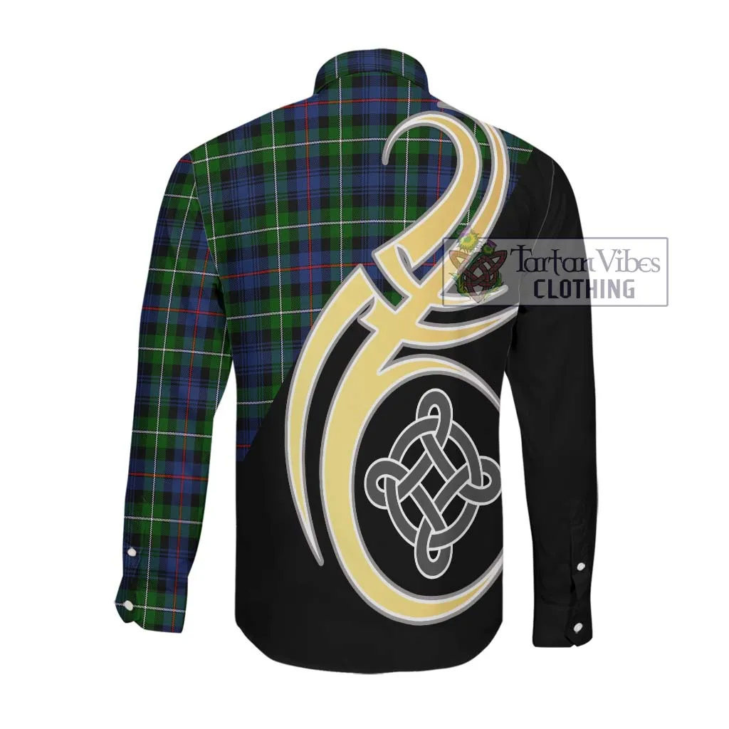 Baillie Tartan Long Sleeve Button Shirt with Family Crest and Celtic Symbol Style