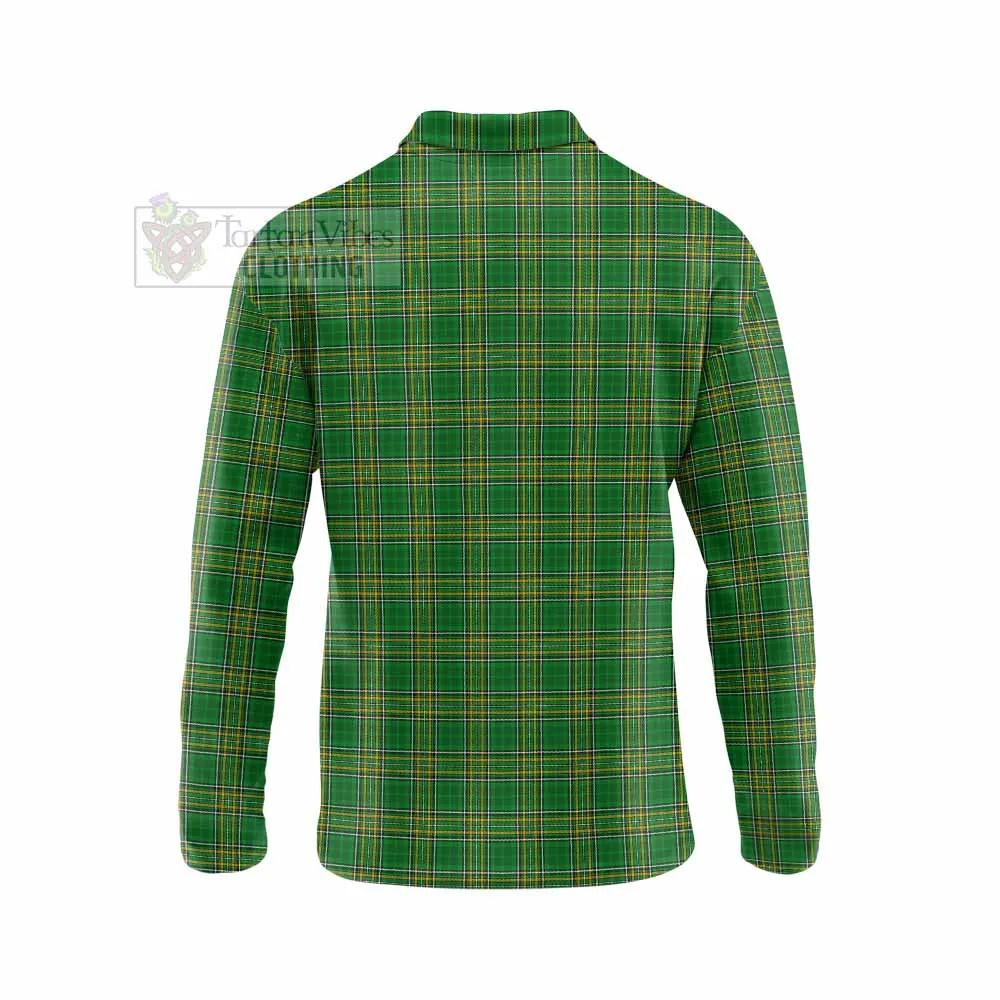 Bannon Irish Clan Tartan Long Sleeve Polo Shirt with Coat of Arms