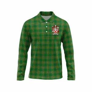 Bannon Irish Clan Tartan Long Sleeve Polo Shirt with Coat of Arms