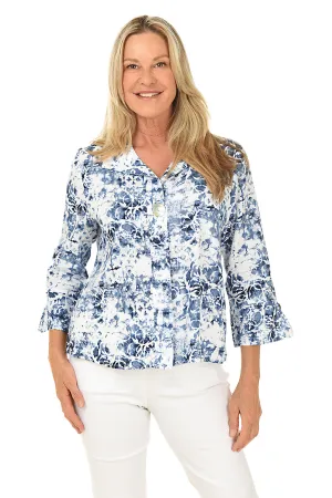 Batik Linen-Blend Swing Shirt