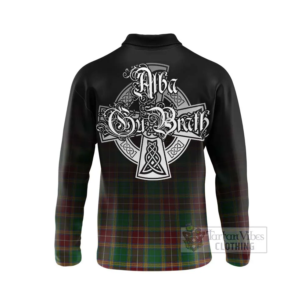 Baxter Tartan Long Sleeve Polo Shirt Featuring Alba Gu Brath Family Crest Celtic Inspired