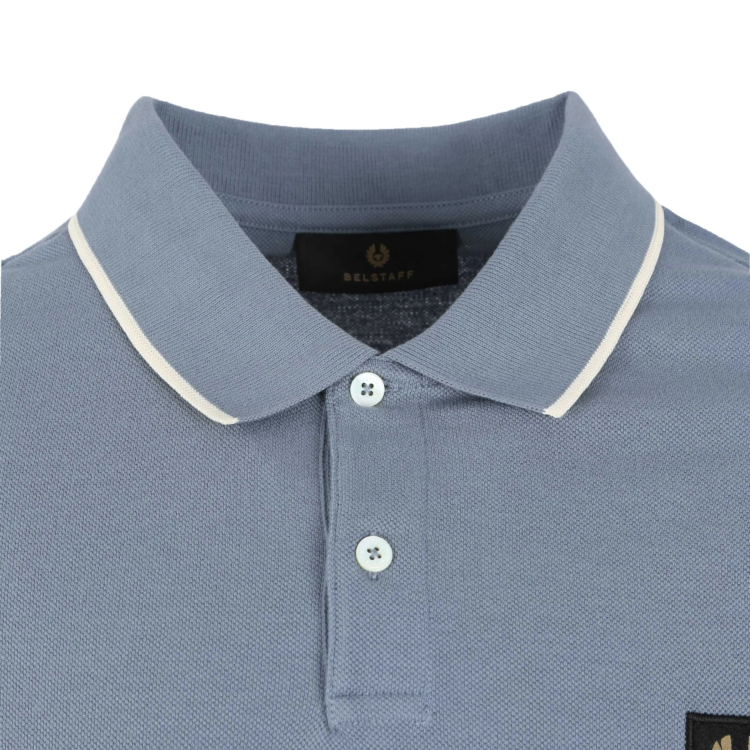 Belstaff Tipped Short Sleeve Polo Shirt in Blue Flint