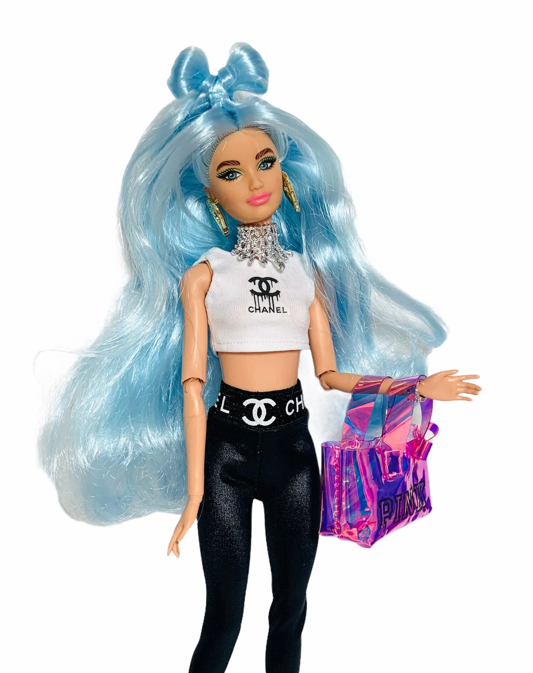 Black leggings for Barbie with logo