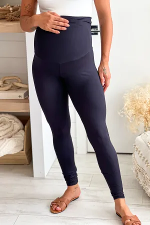 Black Maternity Over Belly Yoga Pants Leggings