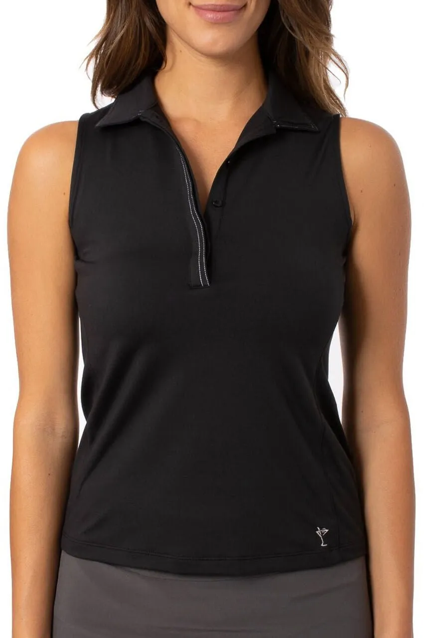 Black Sleeveless Fabulous Polo