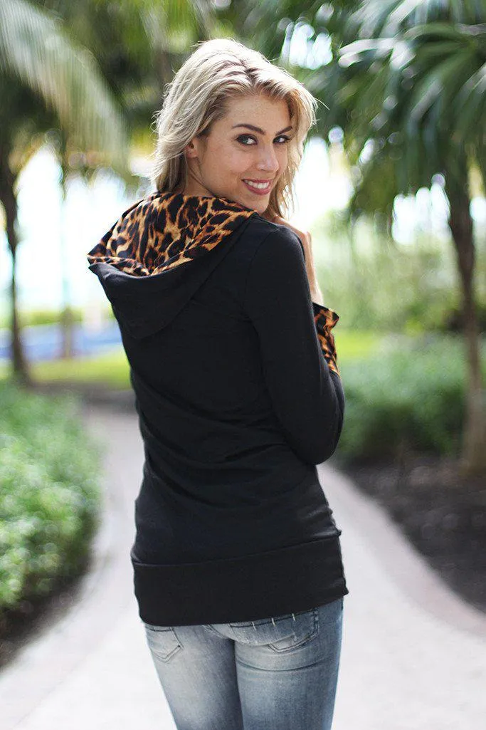 Black Tunic With Leopard Hood