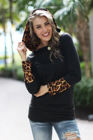 Black Tunic With Leopard Hood