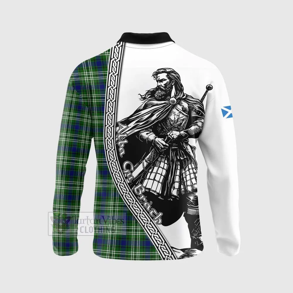 Blackadder Tartan Clan Crest Long Sleeve Polo Shirt with Highlander Warrior Celtic Style