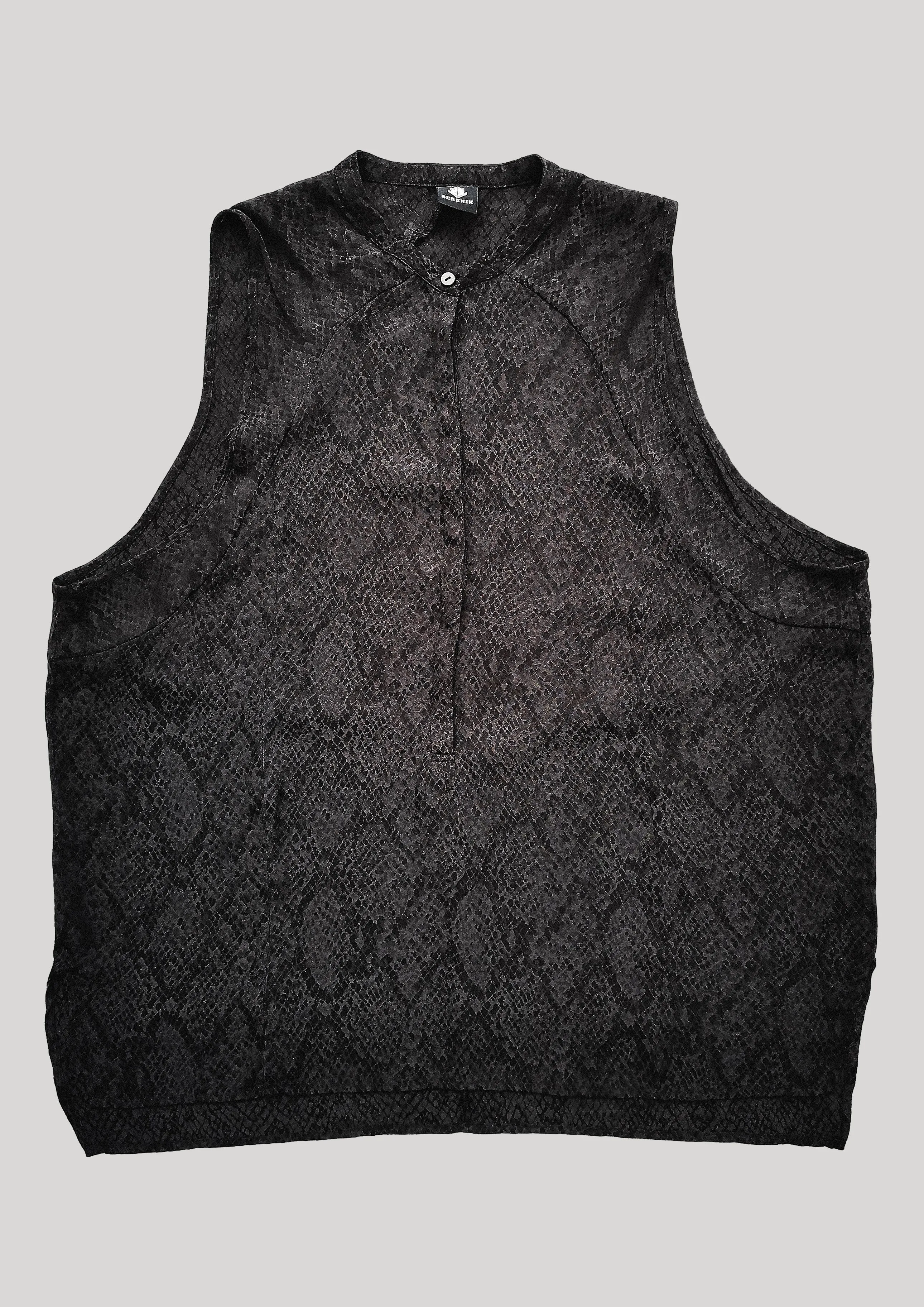 BLOUSE SLEEVELESS - JACQUARD SATIN black snake