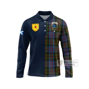 Bowie Tartan Long Sleeve Polo Shirt Alba with Scottish Lion Royal Arm Half Style