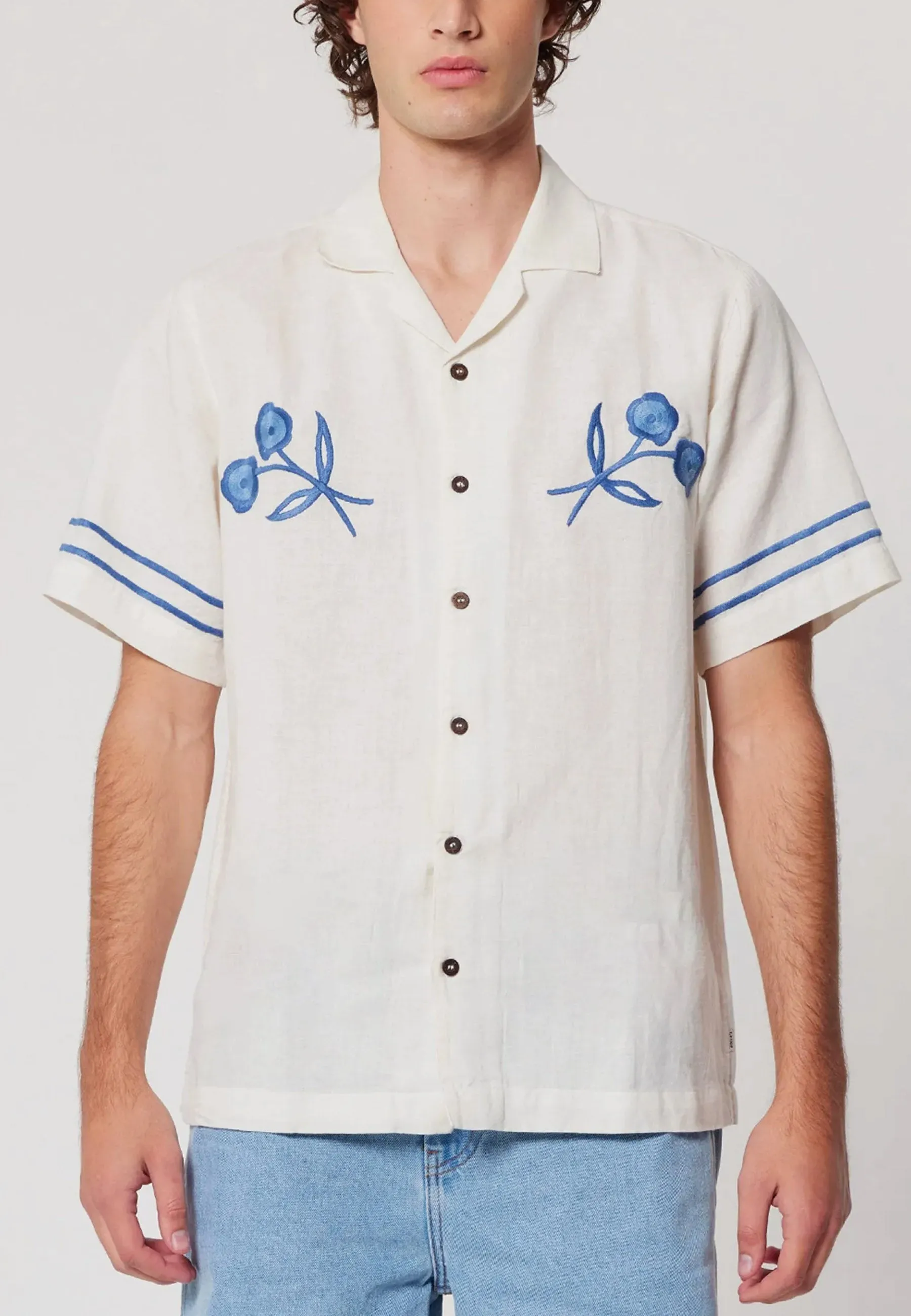 Bowler Embroidered Shirt - Vintage White