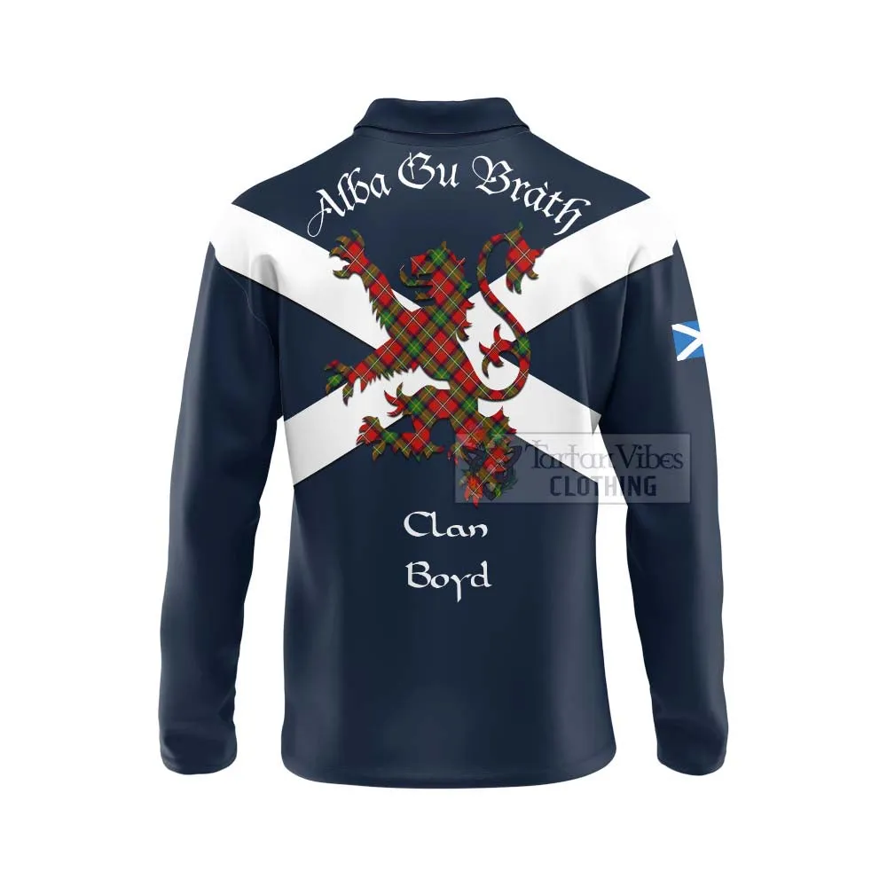 Boyd Tartan Lion Rampant Long Sleeve Polo Shirt  Proudly Display Your Heritage with Alba Gu Brath and Clan Name