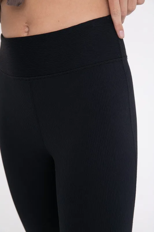 BRONZE - Ribbed Flare High-Waist Leggings