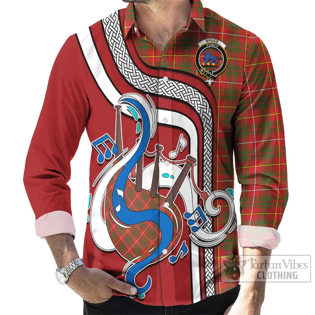 Bruce Modern Tartan Long Sleeve Button Shirt with Epic Bagpipe Style