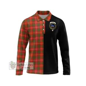 Bruce Modern Tartan Long Sleeve Polo Shirt with Family Crest and Half Of Me Style