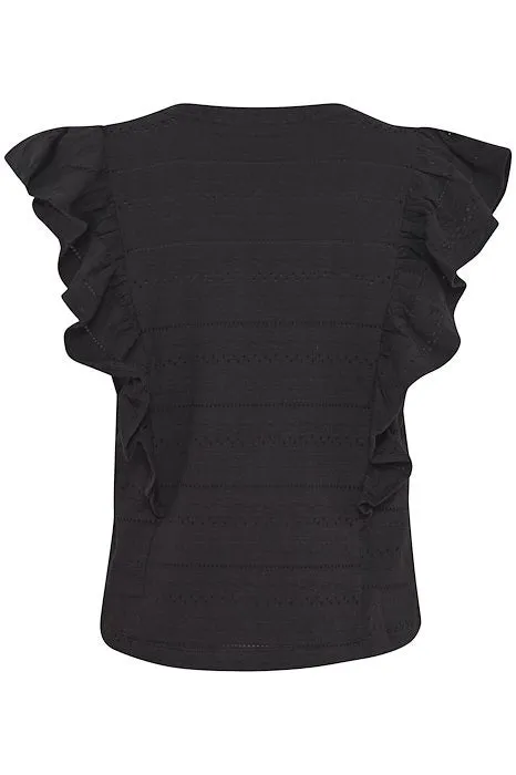 b.young Bypieri Black Ruffle T Shirt