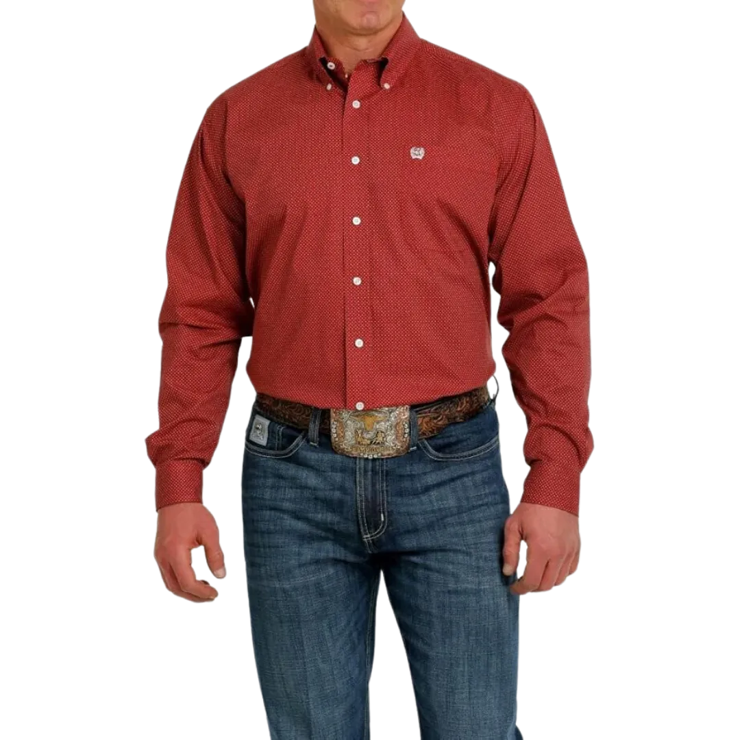 Cinch Men's Geometric Print Red Shirt