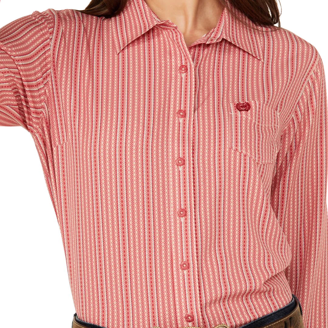 Cinch Women's Striped Core Red Shirt