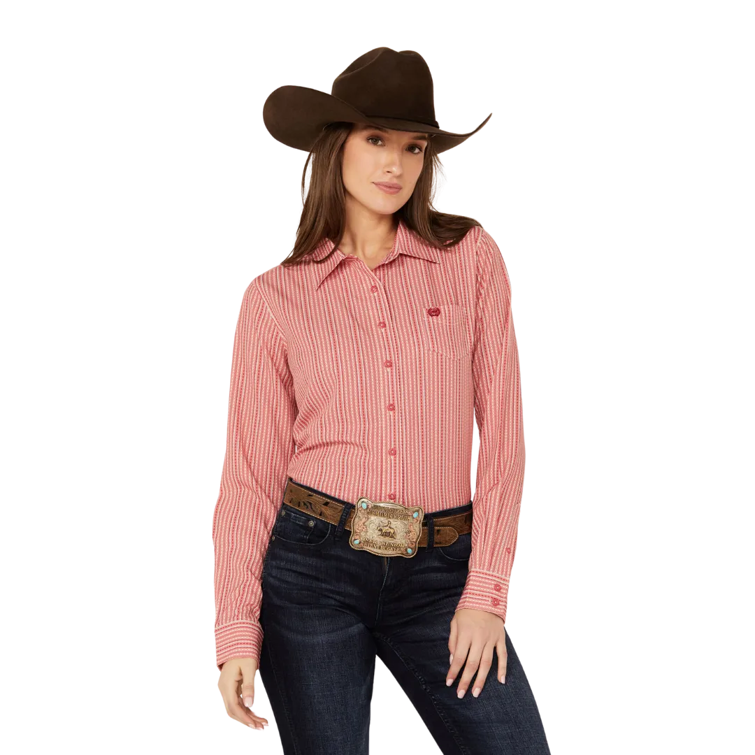 Cinch Women's Striped Core Red Shirt