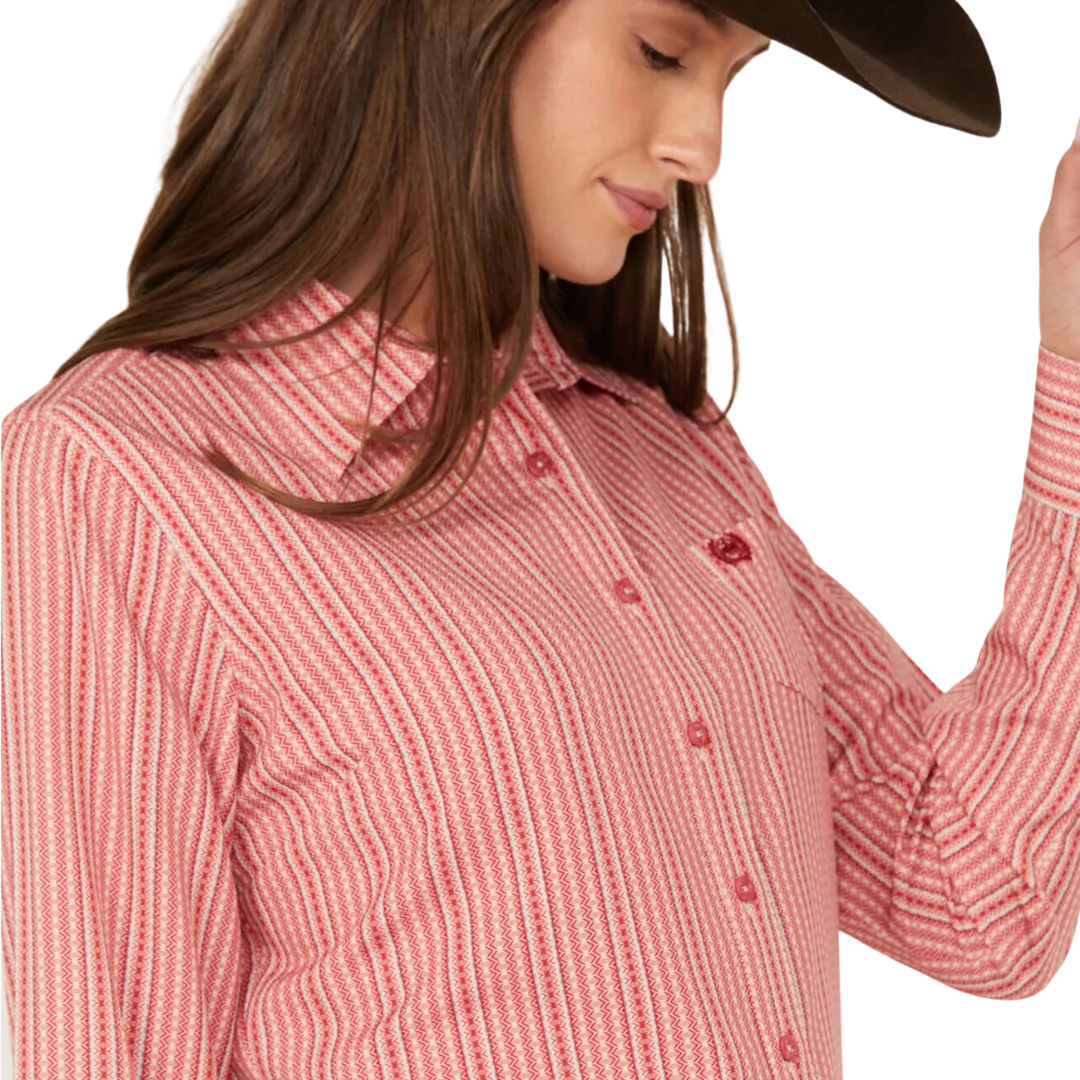 Cinch Women's Striped Core Red Shirt