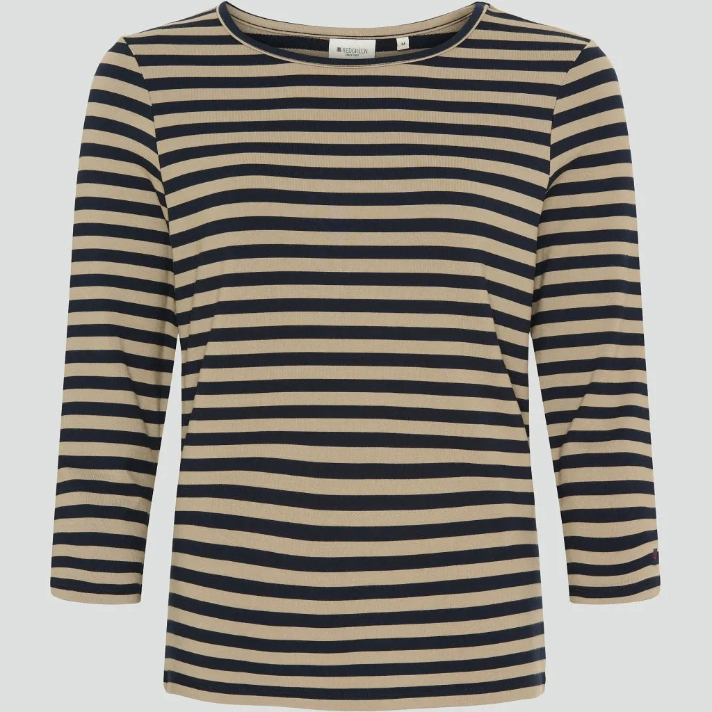 Cleo 3/4 LS T-shirt - Dark Sand Stripe