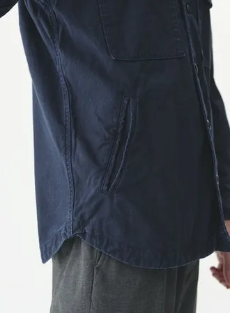 CO/LI Back Satin Shirt Jacket | Navy