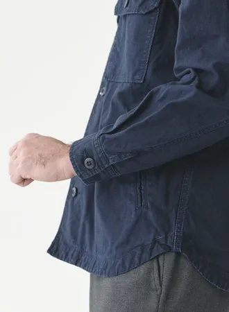 CO/LI Back Satin Shirt Jacket | Navy