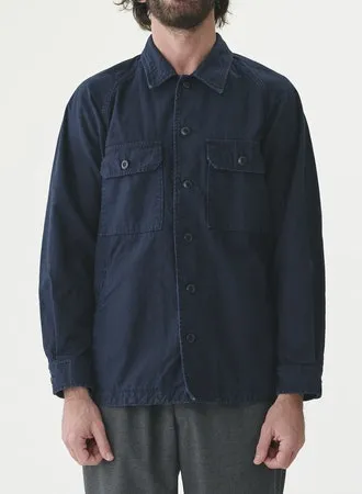 CO/LI Back Satin Shirt Jacket | Navy