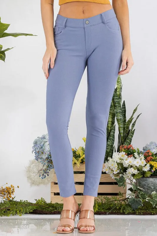 Cotton-Blend 5-Pocket Skinny Jeggings