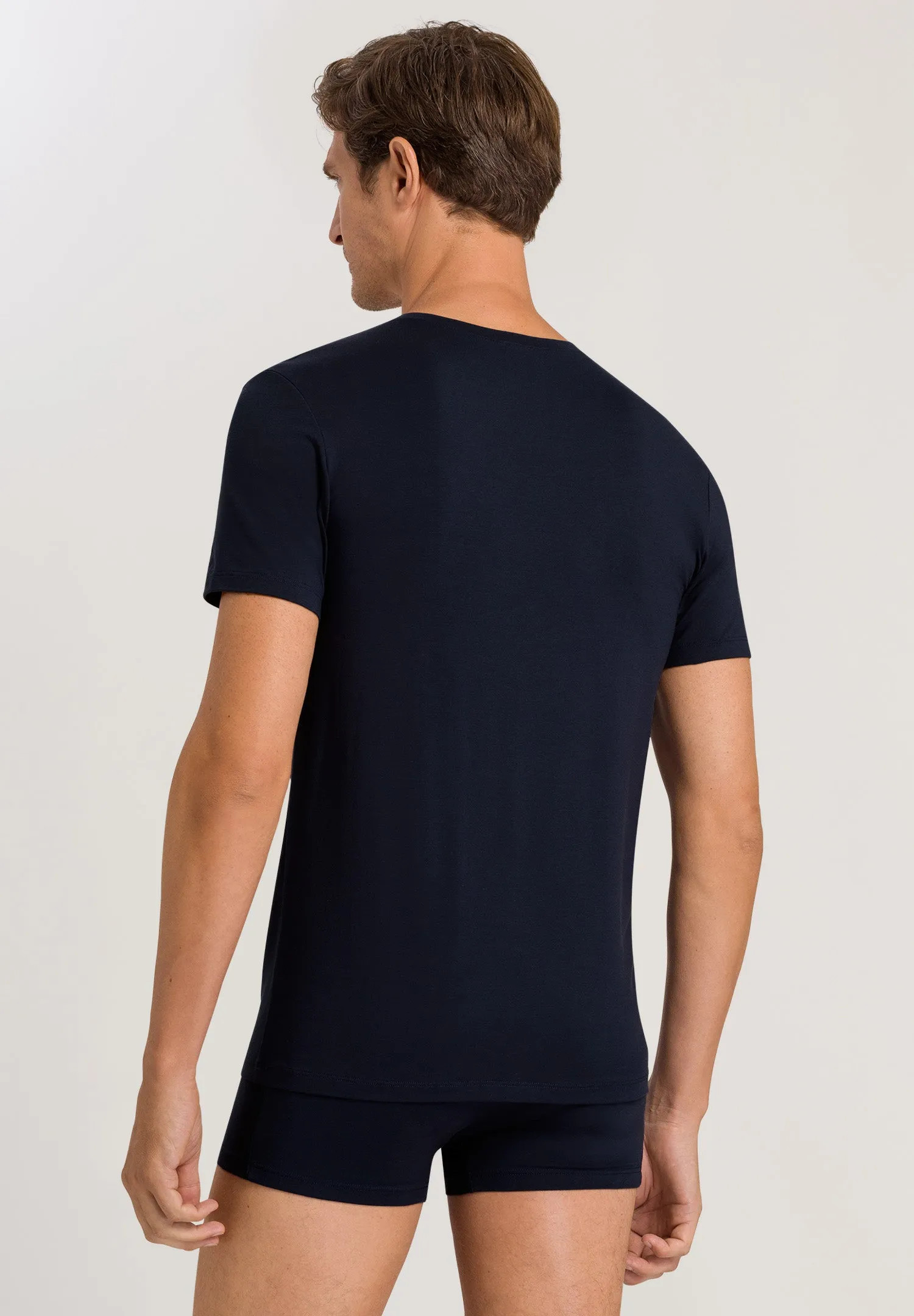 Cotton Superior Egyptian Cotton V-Neck Fitted T-Shirt | Midnight Navy 73089-593