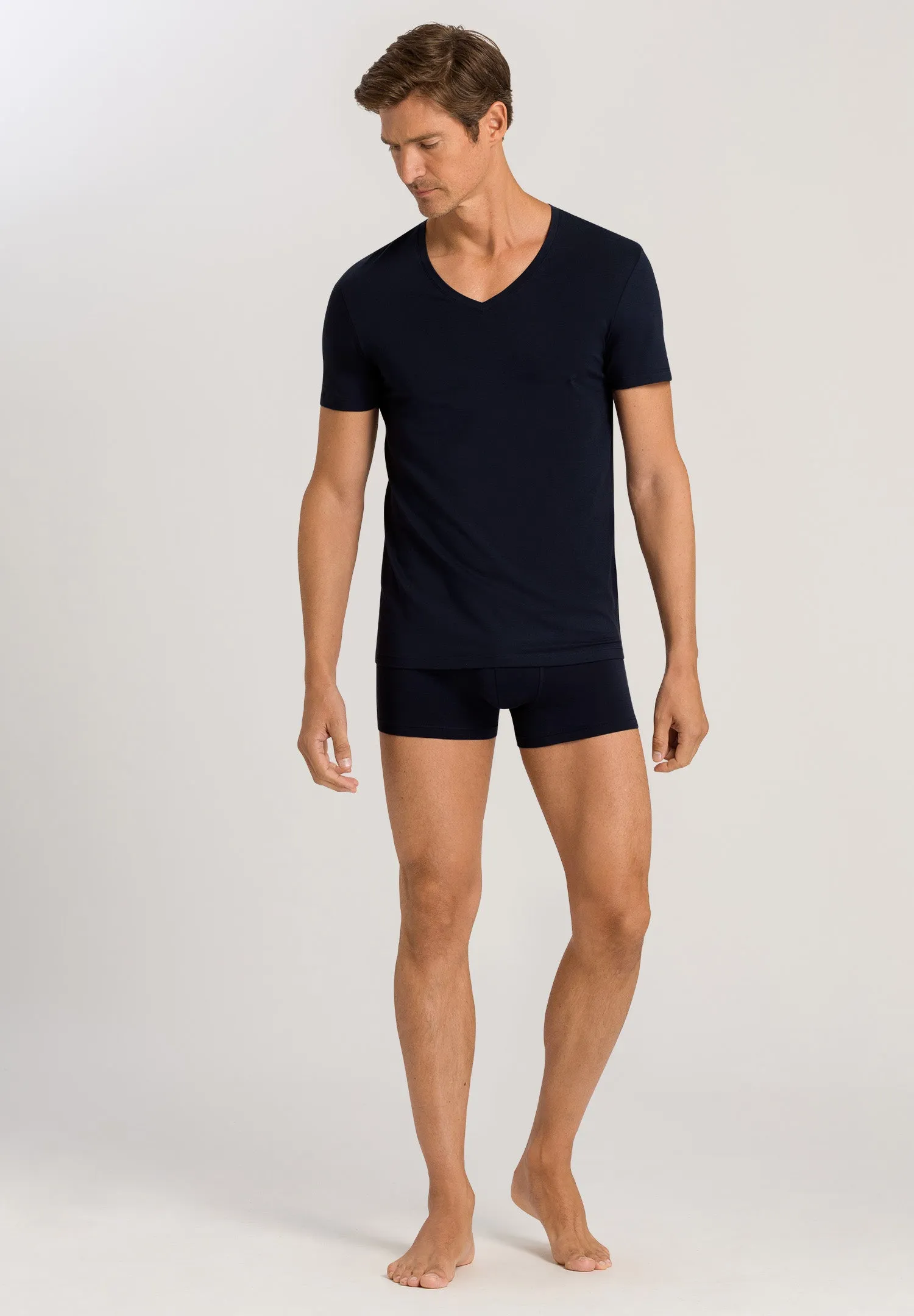 Cotton Superior Egyptian Cotton V-Neck Fitted T-Shirt | Midnight Navy 73089-593