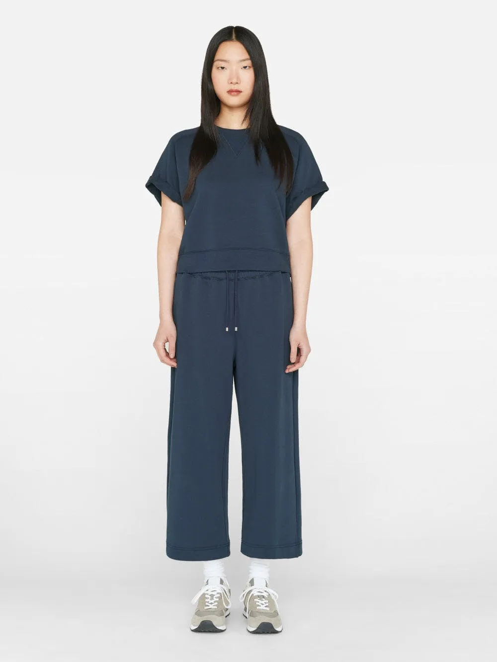 Cropped Wide Leg Sweatpant ~ Navy