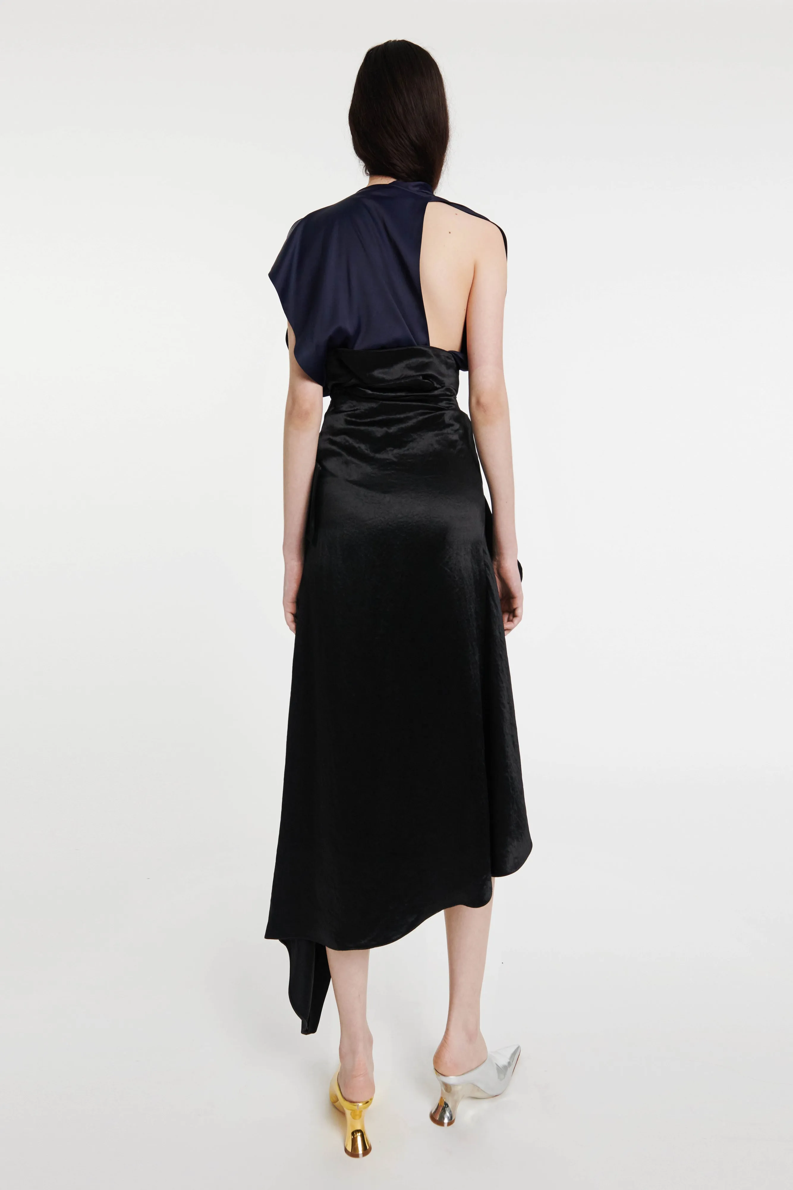 Deconstructed Shirt Skirt With Sleeve Belt Black