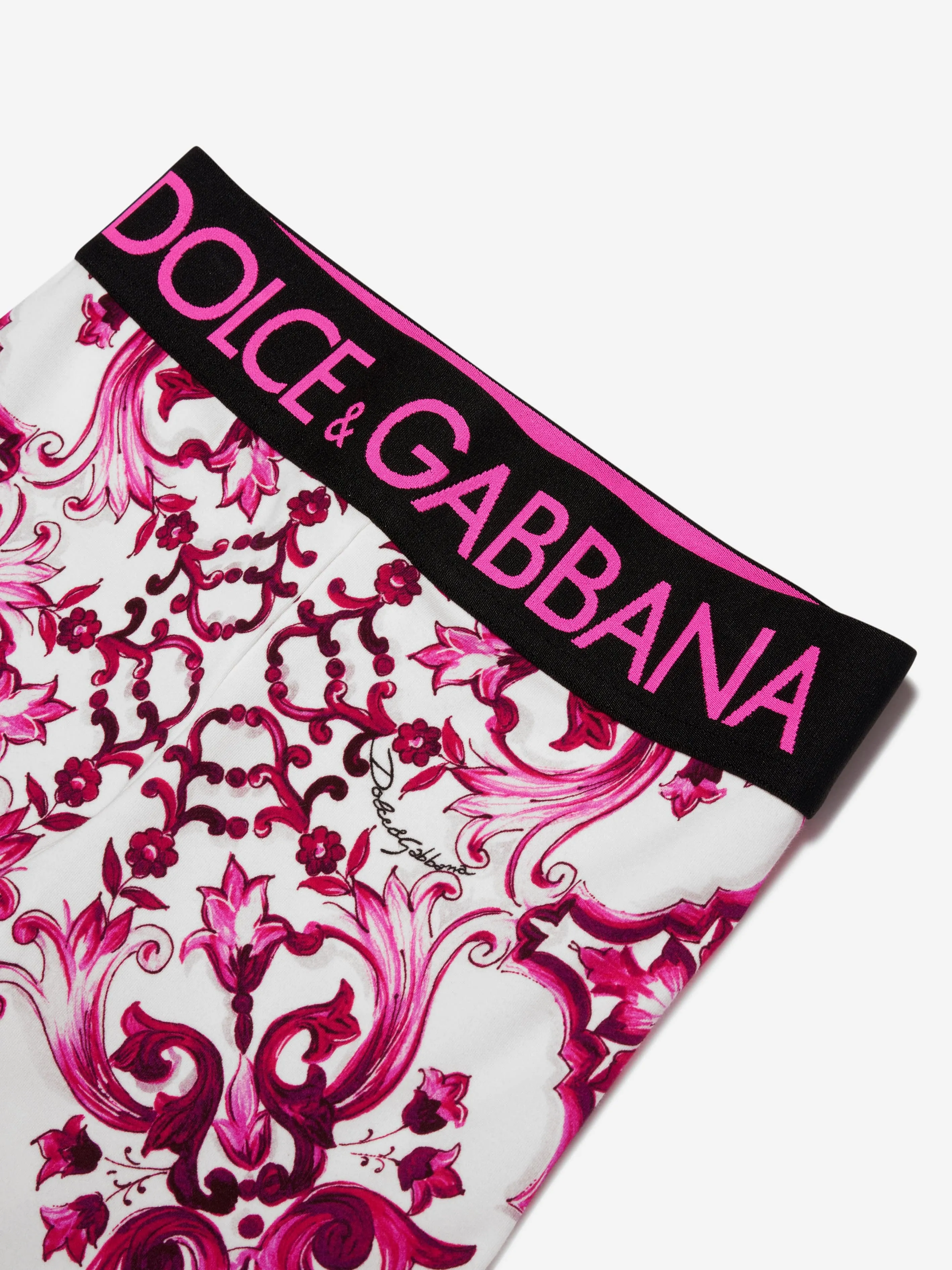 Dolce & Gabbana Girls Majolica Print Leggings in Pink