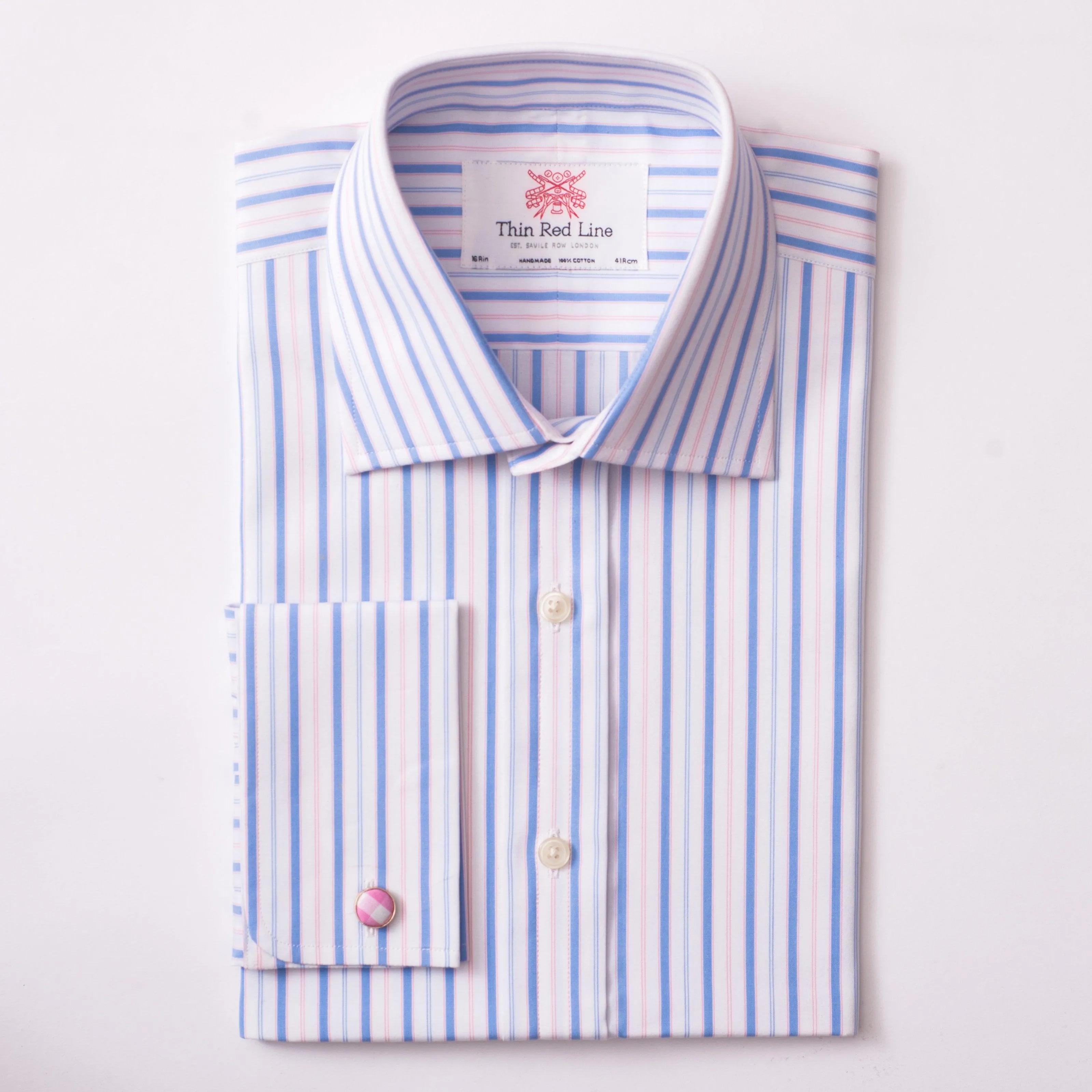 Elston Stripe Sky & Pink Slim Shirt