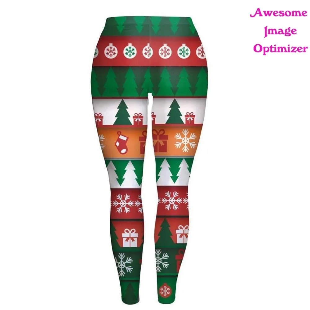 Fashion Women Lady Skinny Christmas Printed Stretchy Pants Leggings